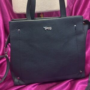 Dark blue Leather Tote Bag purse 
Adjustable strap
By Mathew and Julian
…
